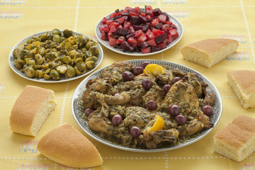  Moroccan meal with chicken, brussels sprouts and beet salad