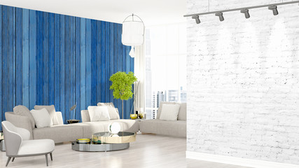 Modern bright interior . 3D rendering
