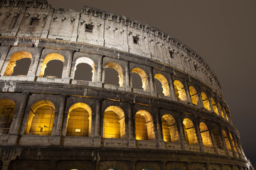 Naklejka premium Colosseum in Rome at night, Italy, Europe. 