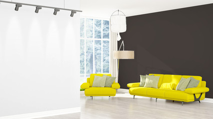 Modern bright interior . 3D rendering