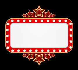 Retro banner with stars isolated on black background. 3D rendering