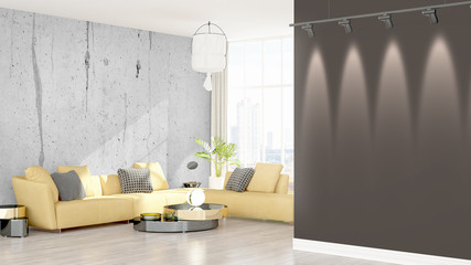 Modern bright interior . 3D rendering