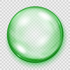 Fototapeta na wymiar Transparent green sphere with shadow