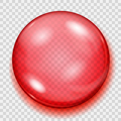 Transparent red sphere with shadow