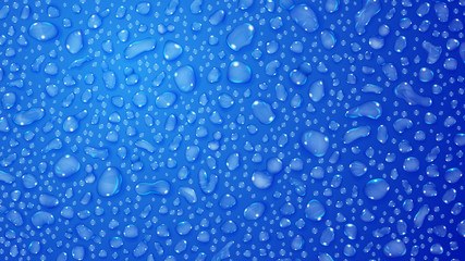 Blue background of water drops