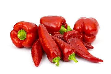 red peppers on white background
