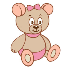 Cute cartoon teddy girl bear.