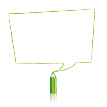 Green Pencil Drawing Skewed Rectangular Speech Balloon