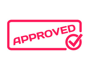 Approved badge with hook icon flat vector illustration on white background. Accepted theme in dialog bubble. Confirm quotes stamp for cards, invitations, banners, labels, blog article