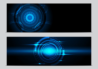 Technology banner background illustration abstract dark blue circle