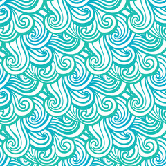 Fototapeta na wymiar Seamless wave hand-drawn pattern, waves background.Can be used for wallpaper, pattern fills, web page background,surface textures.