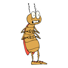 Colored beetle in cartoon style. A sketch of the insect. Vector isolated image. The emotion of fear. Prints, posters, printed materials, videos, mobile apps, web sites and print projects.