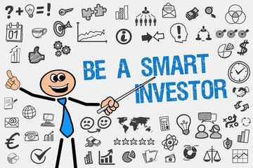 Be a smart Investor / Mann mit Symbole