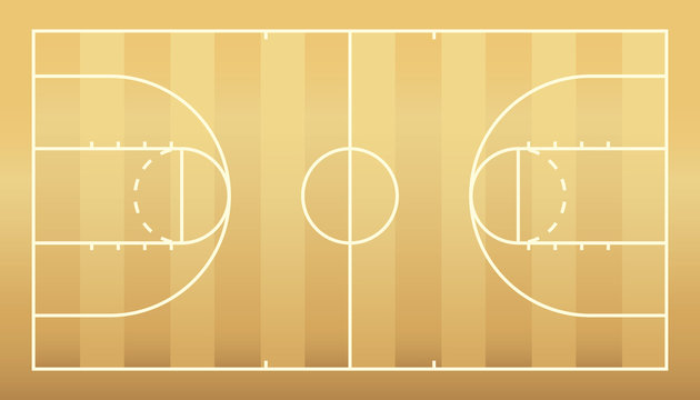 Vector of basketball court top view.