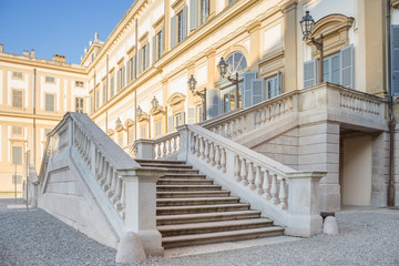 Marble Stairs at the entrance of Villa Reale of Monza, Italy