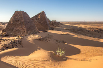 Plakat Meroe pyramids at sunrise.