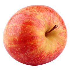 Single fresh red yellow apple isolated on white background with clipping path