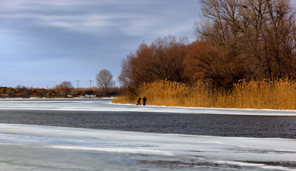 Beautiful winter landscape of the Volga delta