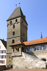 Fototapeta na wymiar Metzgerturm of 1349, der schiefe Turm in Ulm, Baden-Wurttemberg, Germany, Europe