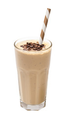 glass of chocolate smoothie isolated