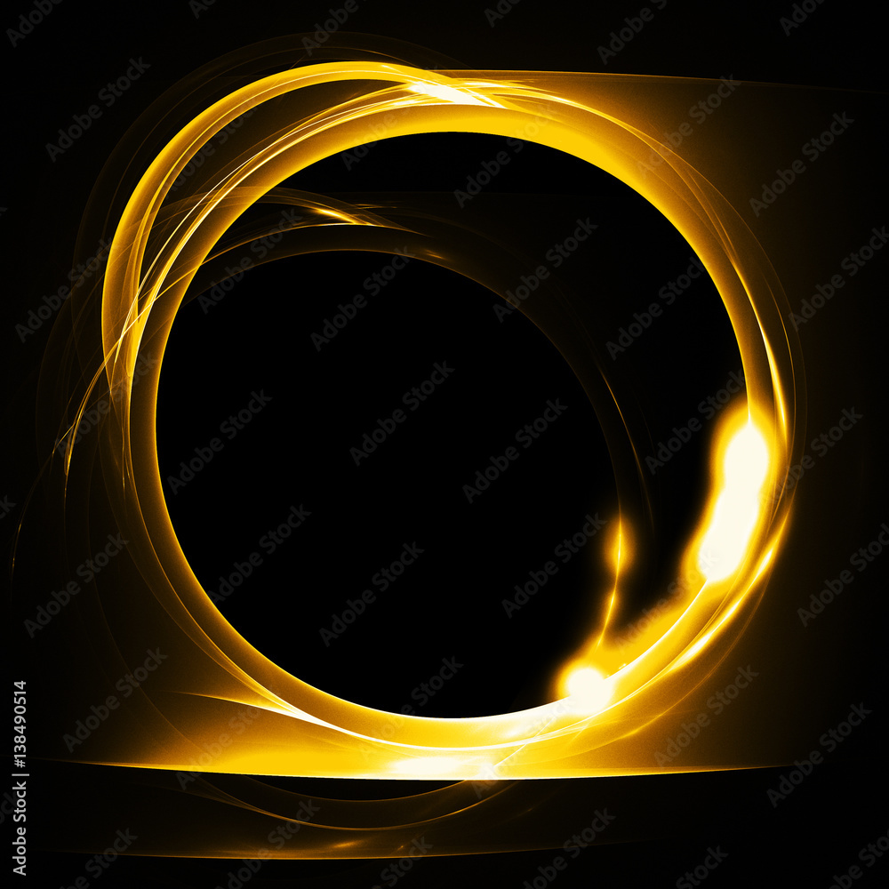 Aufkleber abstract fire fractal with round hole on black background