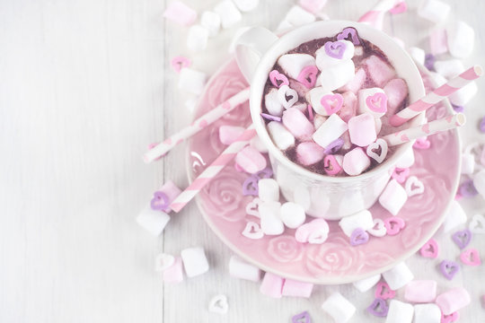 Hot chocolate with marshmallow background