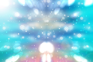 Christmas blue background with falling snowflakes. illustration digital.