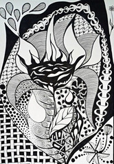 Dark rose between lines and patterns