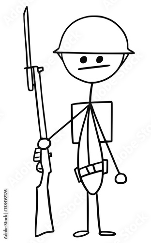 &ldquo;Vector Stickman Cartoon of British WW1 WWI Soldier&rdquo; Stockfotos und