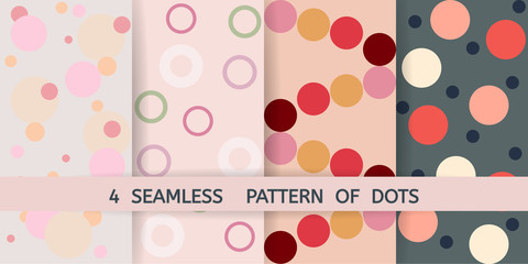 set of four vector seamless pattern with dots for textiles or fabrics © artverau