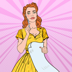 Pop Art Young Woman with Pen and To Do List. Vector illustration