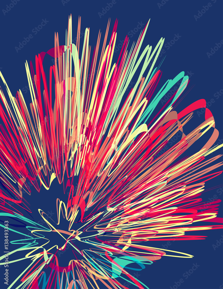 Poster Template of poster with colorful blast. Retro vector pattern