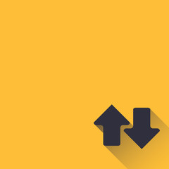 Yellow background with Up and Down Arrow Icon. Vector Icon Illustration.
