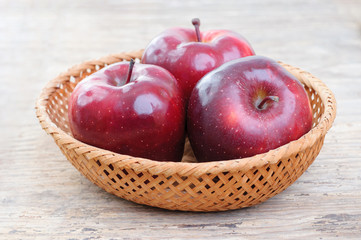 Juicy Red apples in basket