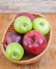 fresh apples from the garden in a basket