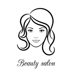 Contour logo for beauty salon with female face