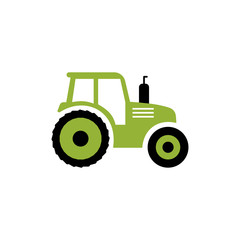 Tractor flat icon. Vector farm symbol. Isolated on white background