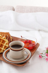 美味しいワッフルとコーヒー