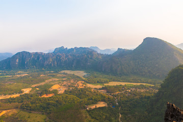 Fototapeta na wymiar view on Pha Ngern Mountain at Vang Vieng, Laos