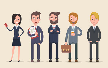 Business team. A group of people dressed in strict suit.