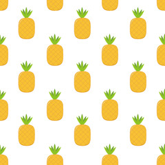 Seamless pattern pineapple on a white background
