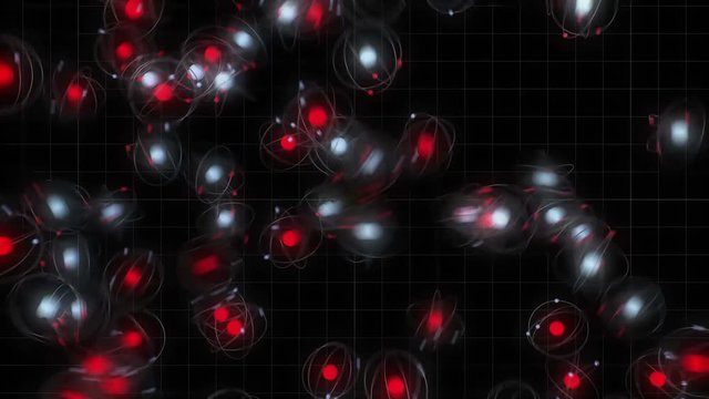 Computer generated atoms coming together for nuclear fusion (concept)