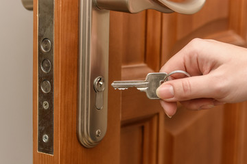 Close-up of opening door