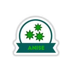 Label icon on design sticker collection kitchenware seasoning anise with ribbon