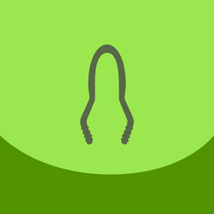 Flat icon with dark shadow forceps for hookah charcoal. Hookah accessories, vector illustration