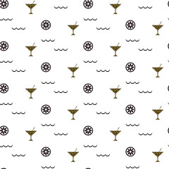 Cocktail bar glitter glass seamless pattern.