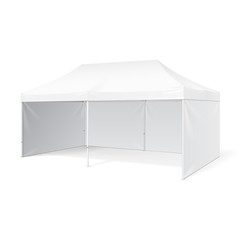 Promotional Advertising Outdoor Event Trade Show Pop-Up Tent Mobile Marquee. Mock Up, Template. Illustration Isolated On White Background. Product Advertising Vector - 138497175