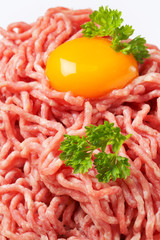 minced meat with yolk