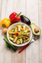 grilled vegetables salad with avocado