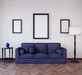 Mockup Poster in the interior 3D illustration of a modern design